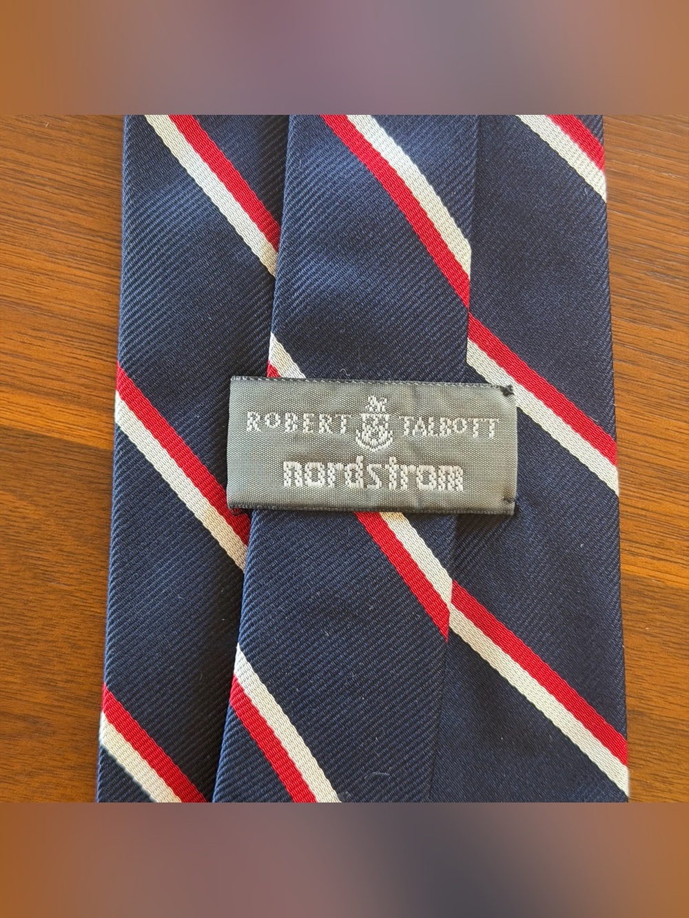 Robert Talbott Navy, Red & White Diagonal Stripe Silk Tie